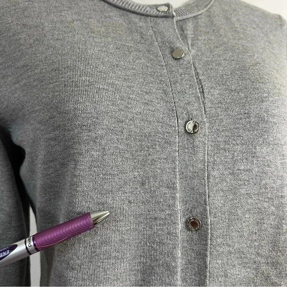 Calvin Klein Gray Button Up Cardigan Sweater Small Long Sleeve Knit Office Work - Picture 7 of 9